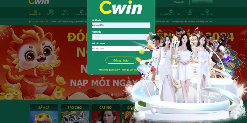 Truy cập website chính chủ Cwin và đăng nhập